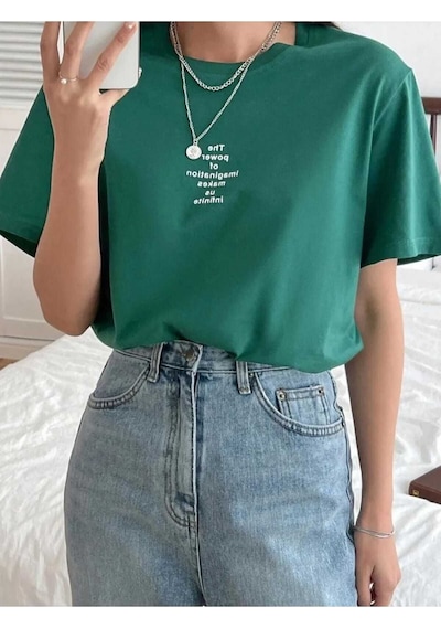 Kozia Outdoors Malkoçbey The Pover Baskili Oversize Unisex Basic T-shirt Yeşil