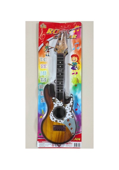 4 Telli Kahverengi Elektro Oyuncak Gitar 23 Nisan Gösterisi Çocuk Gitarı 50 Cm.