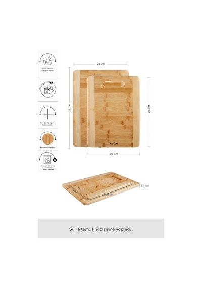 Karaca  Lowell Bamboo 2'li Pro Kesme Tahtası