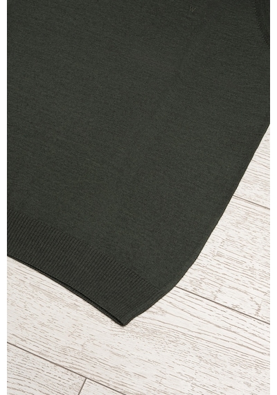 Woolen World V Yaka Battal Büyük Boy Yünlü Kolsuz Triko Süveter Yeşil