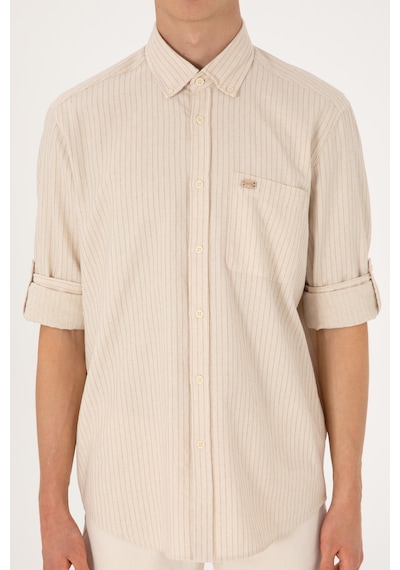 U.S. Polo Assn. Erkek Krem Comfort Fit Cepli Gömlek 50306383-VR071