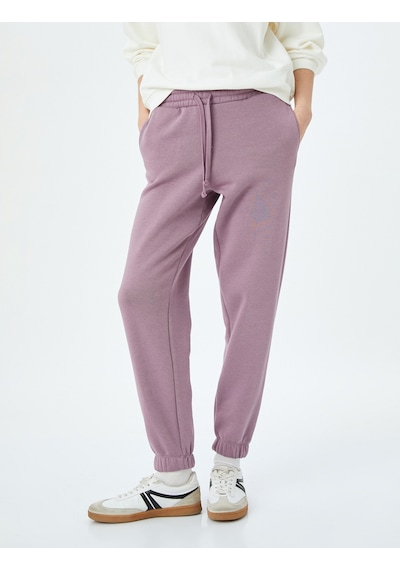 Koton Yüksek Bel Bağcıklı Cepli Jogger Eşofman Altı Pembe 5wak40057nk Gül