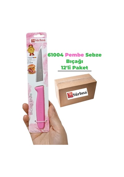 Sürbisa 61004 Sebze Bıçağı Pembe 1 Koli 12 Adet Çok Renkli