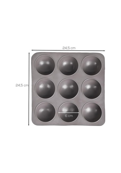 30017 Silikon 9lu Muffin Kalıbı Köstebek Kek Kalıbı Antrasit 24,5cm Çok Renkli