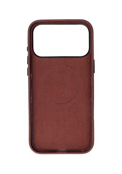 Bloomcase Premium Mono Saddle Brown Apple iPhone Uyumlu 17 Pro Max/ 18 Pro Max 6.9" Hakiki Deri Magsafe Kılıf Kahverengi