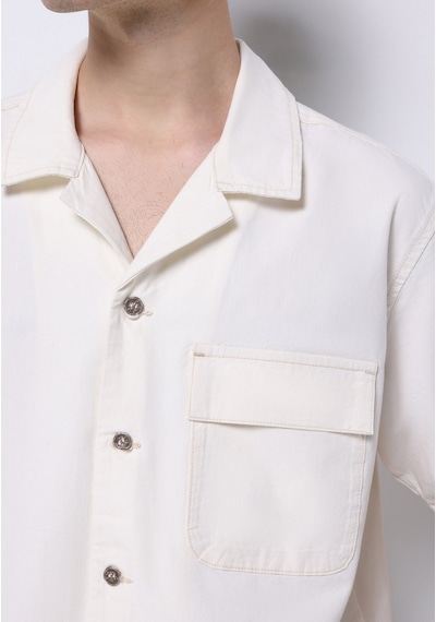 Colin's Colins Oversize Fit Klasik Yaka Düz Erkek Bej Kısa Kol Gömlek Cl1074791 Q1.v1 Dn44278 Denim