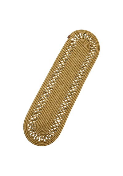 Jutty Hasır Görünümlü Jüt Dokuma Oval Natural Örgü Dekoratif Runner 25x90cm Mutfak Salon Masa Örtüsü Naturel