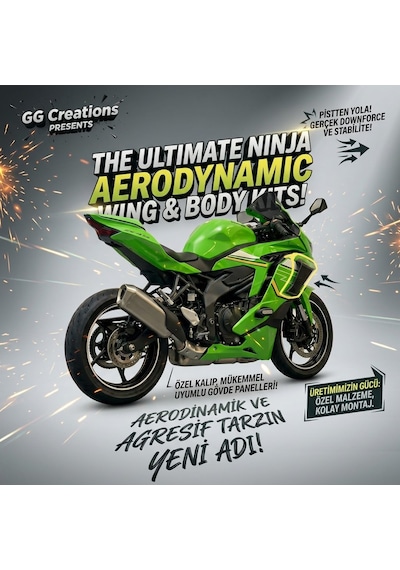 Gg Creations- Kawasaki Ninja Zx-4rr / Zx-25r Aerodinamik Yan Kanat Winglet Boyasız Mat Siyah