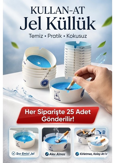 25 Li Jel Küllük Seti Kokusuz Taşınabilir Araç İçi Pratik Tek Kullanımlık Kül Tablası Kullan At