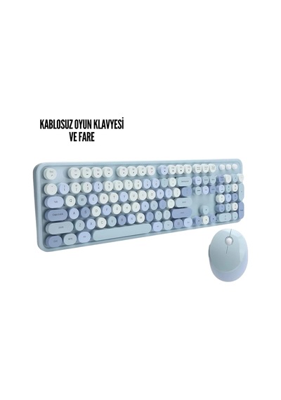 Lb Kablosuz Klavye Mouse Seti Mavi Çok Renkli