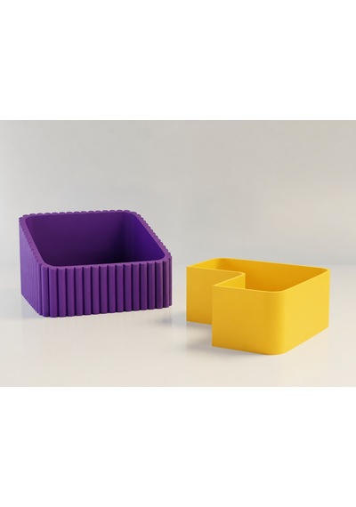 3d Baskı Fıstık Kasesi - Çift Hazneli Kabuk Ayırıcı Sunum Kasesi - Mor Sarı