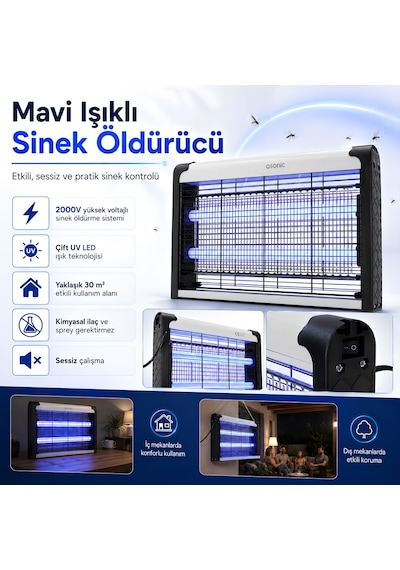 Asonıc As-a28 4w 2000v Uv Işıklı Elektrikli Sinek Öldürücü Siyah