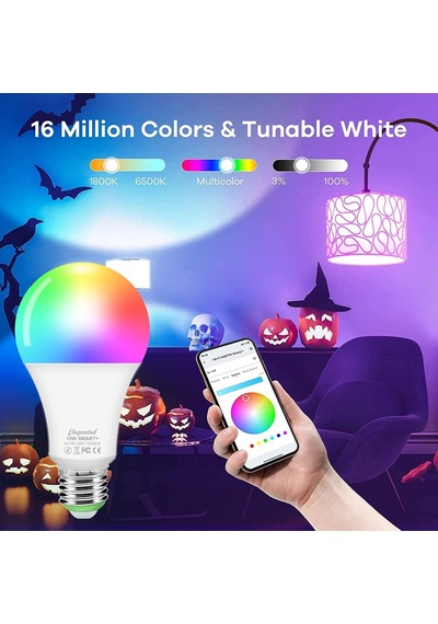 Alexa Ampüller E27 Akıllı Led Lamba, 10w Wifi Renk Değişen Led Rgb Ampul 16 Milyon Renk, Uygulama Kontrolü Kısıl Genel
