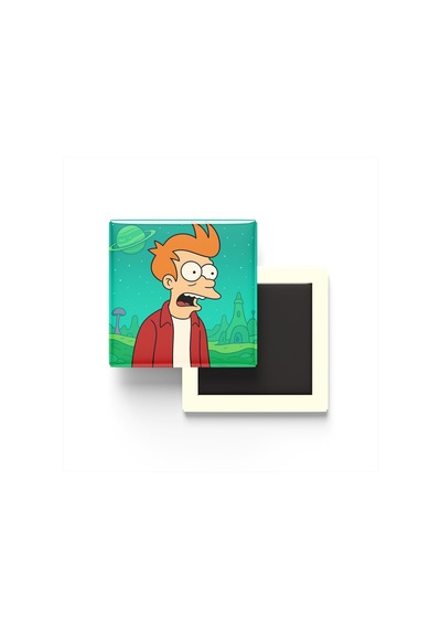 Futurama Fry - 9x9 Cm Baskılı Kare Buzdolap Magneti