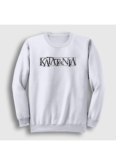 Presmono Unisex Logo Katatonia Sweatshirt Beyaz