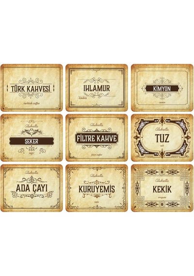 Plastik Kavanoz Seti Ve Gıda Temalı Etiketler Amber