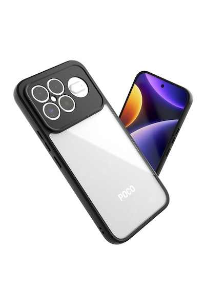 Xiaomi Poco F8 Ultra Kılıf Kenarları Silikon Kamera Korumalı Şeffaf Arka Yüzey Pürüzsüz New Roll Kapak Siyah