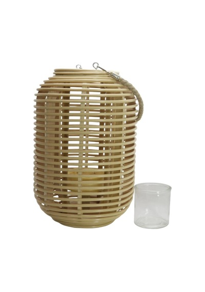 T.concept Dekoratif Halatlı Rattan Cam Hazneli Mumluk Küçük
