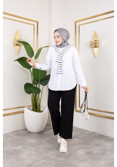 Nevayla Moda Beli Lastikli Keten Pantolon - Siyah / A0104 Siyah