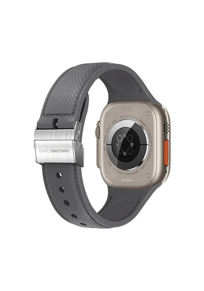 Watch 40mm Amazingthing Titan Swift Deri Dokulu Silikon Kordon Gri