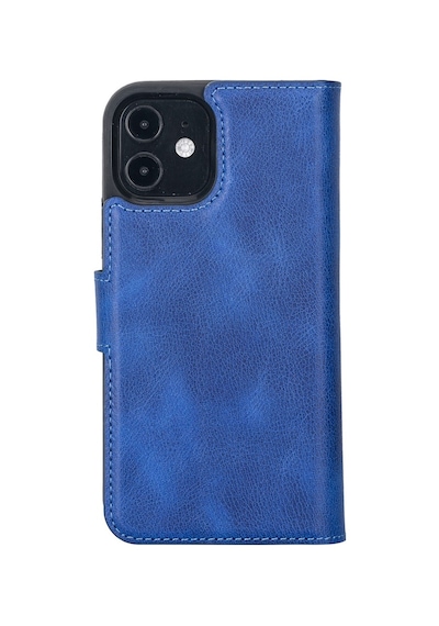 Plm Apple İphone 12 Pro Uyumlu Deri Cüzdanlı Kılıf Okyanus Mavi Acı Kahverengi