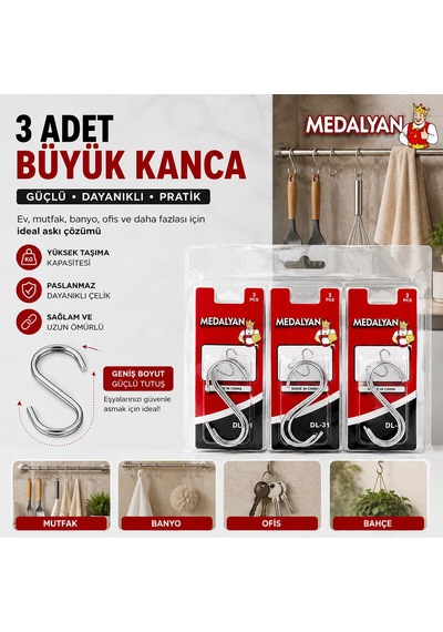 Dalyan Medalyan Dl-31 S Kanca 3 Adet - No 2 Büyük Boy- 12'li Paket Diğer