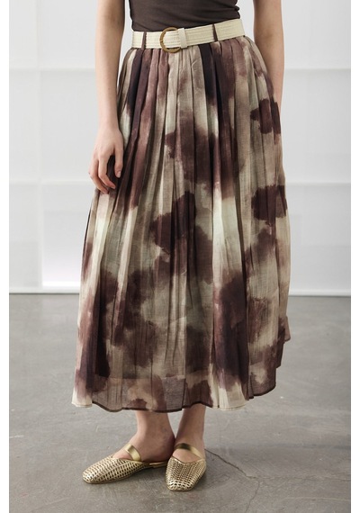 Molene Kahverengi Batik Desen Maxi Etek