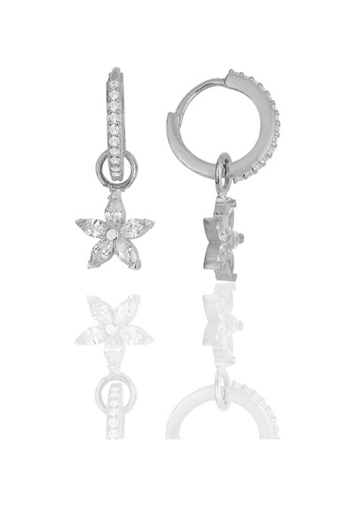 Söğütlü Silver Gümüş Rodyumlu Zirkon Taşlı Lotus Çiçeği Küpe Barcode Gold - Rose Gold - Rodyum