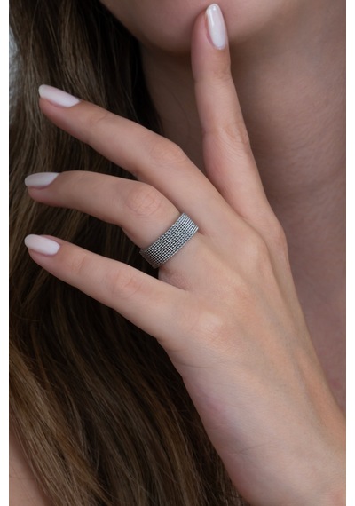 Unisex 8mm Esnek Örgü Hasır Çelik Yüzük Sb1sb2 001