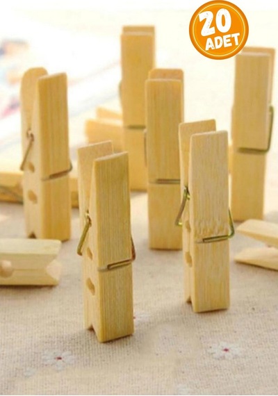 Bambu Ahşap Büyük Mandal 20 Li Mandal Seti Bambu Mandal Ahşap Mandal Diğer