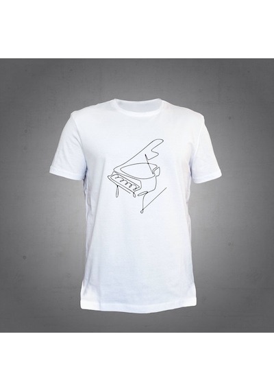 Herşey Nota Piyano Beyaz T-shirt Unisex 001