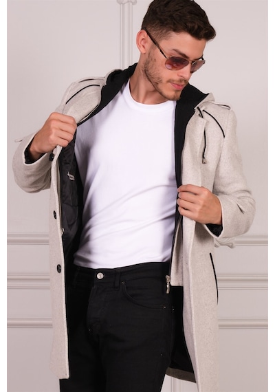 Plt8401 Dewberry Erkek Palto-Desenli Bej-Desenli Bej