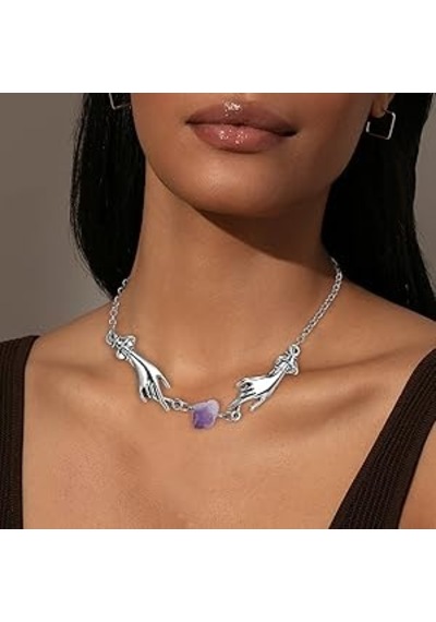 Dükkan Design Sihirli Eller Şifacı Kolye Açık Mor