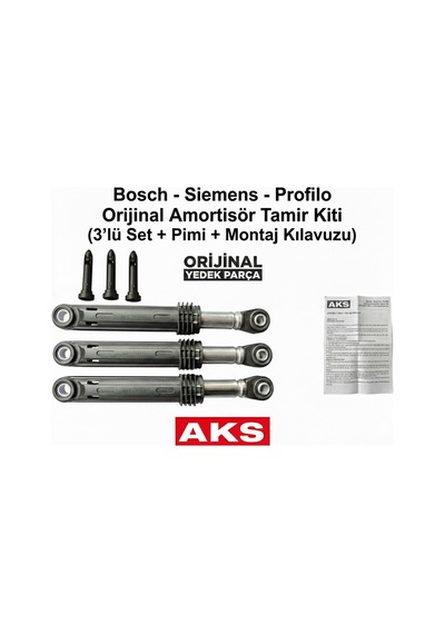 Bosch Uyumlu Çamaşır Makinesi Amortisör 448032 Aksistem Pimli 3 Lü Takım