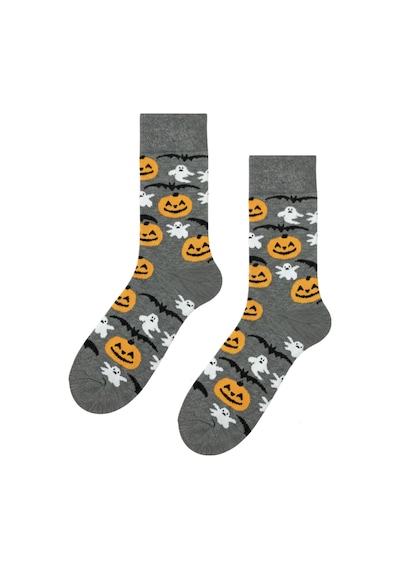 Carnaval Socks Çoklu Balkabağı Desenli Gri Halloween Hediyesi Çorap Çok Renkli