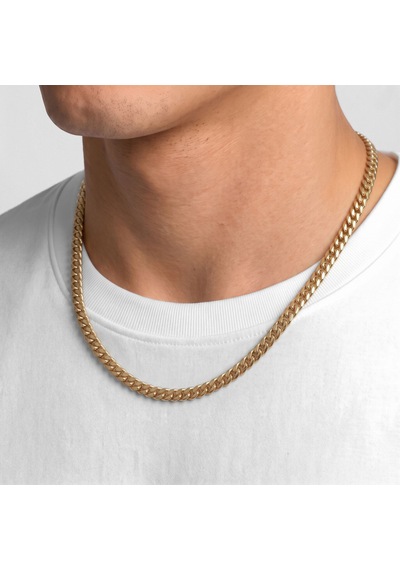 Premium Parlak Ve Şık Ezme Balık Sırtı Erkek Çelik Kolye 5x2mm 55cm 3183eck039 - Gold Renk Altın