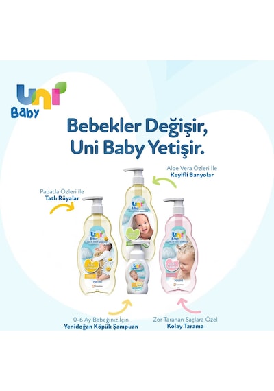 Uni Baby Bebek Saç ve Vücut Şampuanı 3 x 700 ML