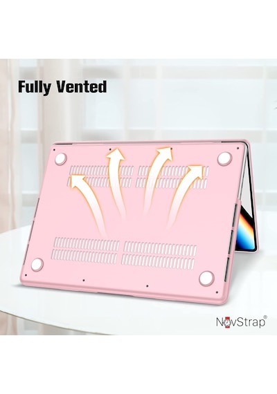 Novstrap Apple Macbook Pro 16 İnç M3/m3 Pro/m3 Max A2991 İle Uyumlu Kılıf Sert Parlak Koruma Kapak Pembe