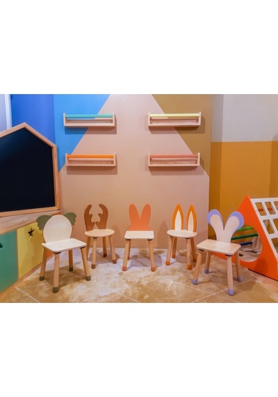 Woodnjoy Wood & Joy Doğal Ahşap Renkli Çocuk Sandalye Geyik Kahverengi