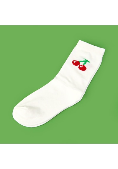 Soft Cherry Çorap - Ekru Çok Renkli