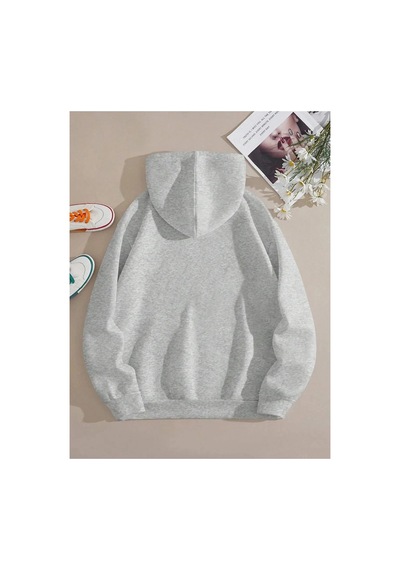 Tarzsokak Brooklyn Baskılı Üç İplik Ünisex Oversize Kapüşonlu Sweatshirt Gri