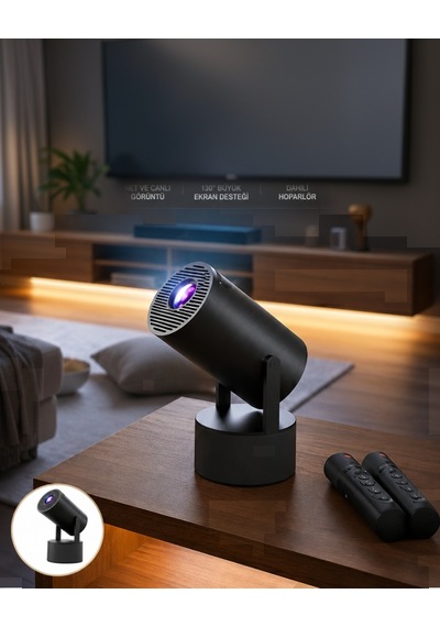 Akıllı Projeksiyon Cihazı 1080p Karaoke Mikrofonlu
