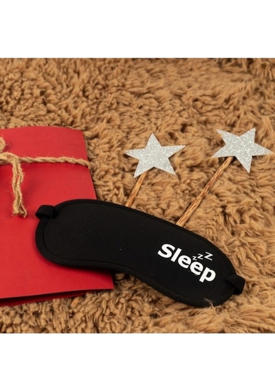 Shopiolog Sleep Ve Good Night Yazılı Tasarımlı Siyah Uyku Bandı Siyah