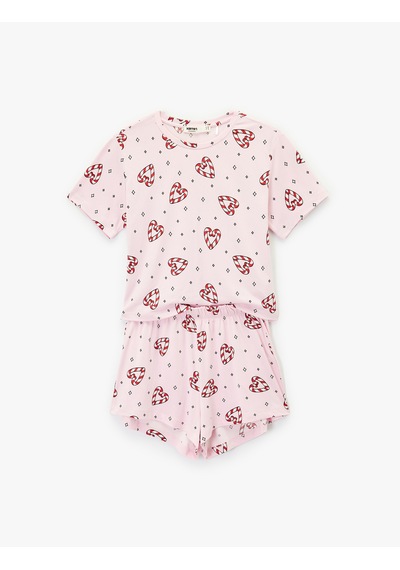 Koton Kısa Kollu U Yaka Baskılı Şortlu Yılbaşı Pijama Takımı Pembe Desenli 6wlk40241mk Pembe Koton Kısa Kollu U Yaka Baskılı Şortlu Yılbaşı Pijama Takımı Pembe Desenli 6wlk40241mk Pembe