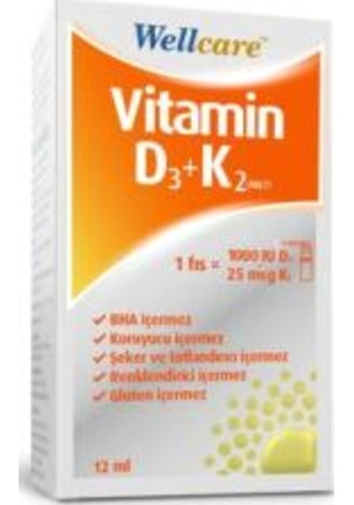 Wellcare Vitamin D3K2 1000 Iu Sprey 12Ml