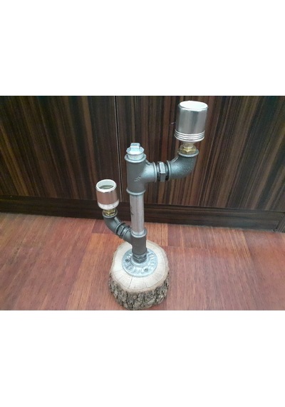 Endüstriyel Borulu Rustik Vintage Tarz Masa Lambası - Ehd-Ml3X-20
