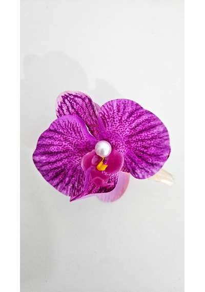 Orkide Çiçeği İncili Mandal Toka 10 Cm Çift Taraflı 1 Adet Çok Renkli 50053657