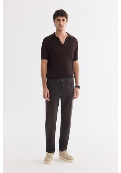 Avva Erkek Kahverengi Eskitme Yıkamalı Pamuklu Elastan Madrid Comfort Slim Fit Jean Pantolon A61y3511 Kahve