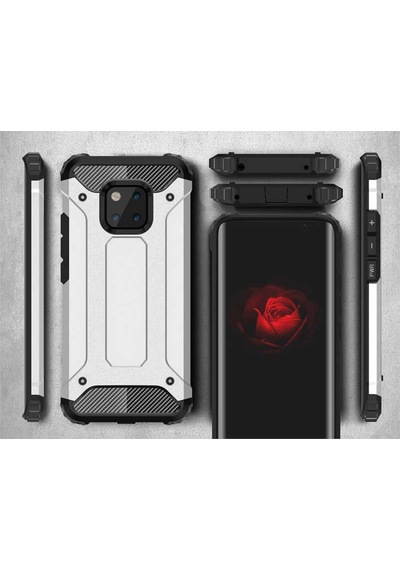 Noktaks - Huawei Uyumlu Huawei Mate 20 Pro - Kılıf Çift Katman Zırh Tank Crash Military Kapak - Kırmızı