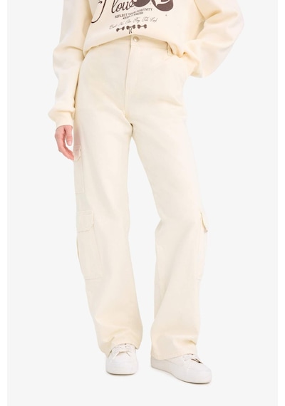 DeFacto Straight Fit Gabardin Pantolon Kargo Cepli Normal Bel Düz Paça D3762AX24AUER98